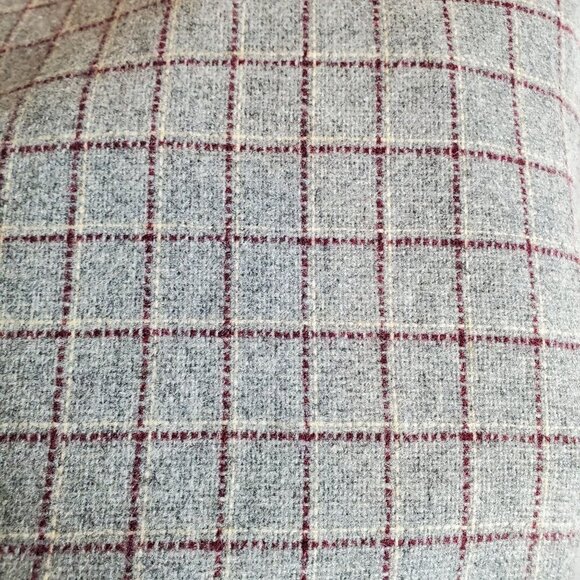 Vintage‎ Pan-her 26 Wool Blend A-line Midi Skirt Window Pane Plaid Pockets Gray - Picture 3 of 9